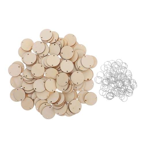 Hohopeti 200 Stück Runde Holzscheiben mit Robusten Eisenringen Natürliche Diy-holzanhänger für Geburtstagskalender Vielseitige Bastelprojekte und Festliche Wohnaccessoires von Hohopeti