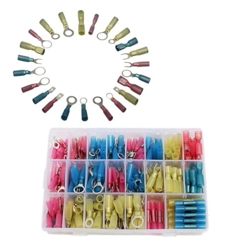 Hohopeti 240 Stück Teiliges Wasserdichtes Hitze Schrumpfbares Isoliertes Kabelverbinder set mit Flachsteckhülsen UV beständig Robust für Kfz und Outdoor Inklusive Aufbewahrungsbox von Hohopeti