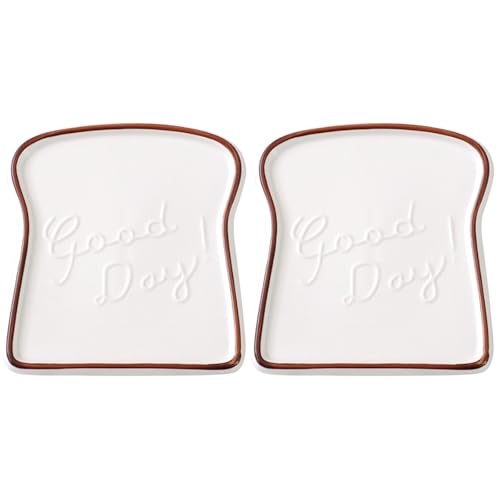Hohopeti 2st Toastplatte Teller Süß Toast-tablett Porzellan Kuchenform Küche Essenstabletts Vorspeisenteller Toastförmiger Teller Obst Platte Bandejas Para Comida Kuchen-display-tablett von Hohopeti