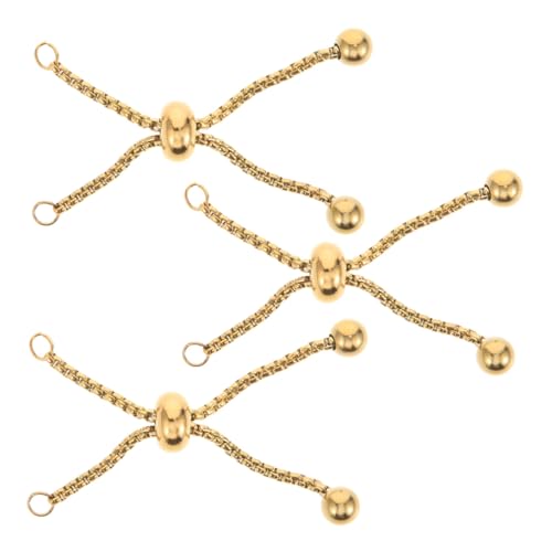Hohopeti 3 Stück Goldene Verstellbare Edelstahl schiebearmbänder mit Runden Perlenenden DIY Schmuckzubehör für Armbandverlängerung und Handgefertigte Perlenarmbänder von Hohopeti