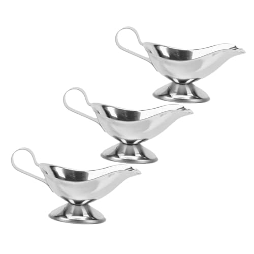 Hohopeti 3 Stück Sauce Boat Soßenkännchen für Steak Sauce und Rostfrei Vielseitig für Restaurant und Zuhause Robust und Elegant für Gravys Dressings Milch und Kaffee von Hohopeti