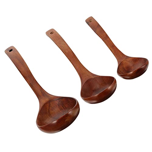 Hohopeti 3 Stück Teiliges Holzlöffel mit Langem Griff Suppenlöffel und Porridge Löffel Umweltfreundliche Haushaltsbestecke Verschiedenen Farben Glatte Oberfläche Gesund und Nachhaltig von Hohopeti