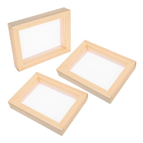 Hohopeti 3 Stück Teiliges Holzpapier-sieb- Handgefertigter Holzrahmen DIY Papierherstellung für Bastelmaterial Pädagogisches Werkzeug für Kindergarten und Familienaktivitäten von Hohopeti
