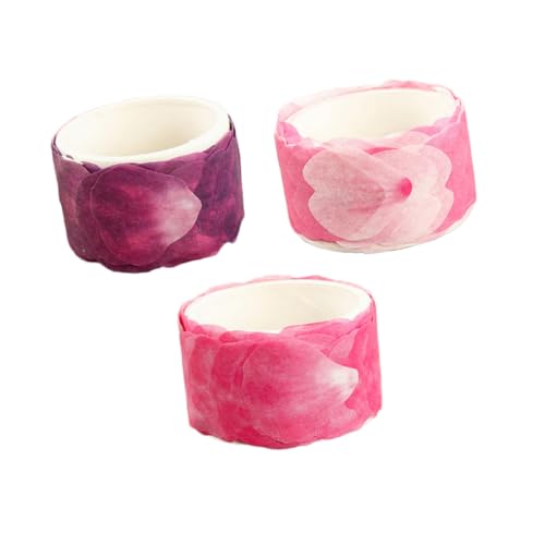Hohopeti 3 Stück Teiliges Petal Washi Tape Selbstklebend für Scrapbooking DIY Dekoratives Klebeband mit Blütenblattförmigen Stickern in Weinrot und Violett für Tagebücher und von Hohopeti