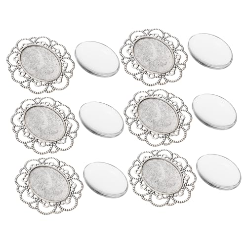 Hohopeti 30 Stück Teiliges Retro Broschen DIY Brooch Blanks Kit mit Antik Silberfarbener Brooch Base Tray und Glas Dome für Personalisierte Schmuckgestaltung und Bastelprojekte von Hohopeti