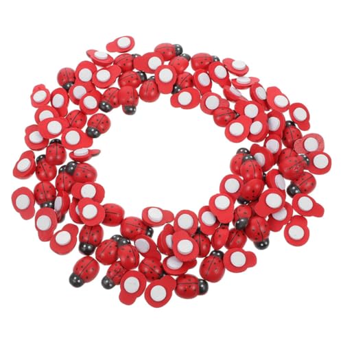 Hohopeti 300 Stück Selbstklebende Mini Holz Marienkäfer Rote -Ladybug Flatback Schmuckverzierung für DIY Bastelprojekte Scrapbooking Gartendeko von Hohopeti