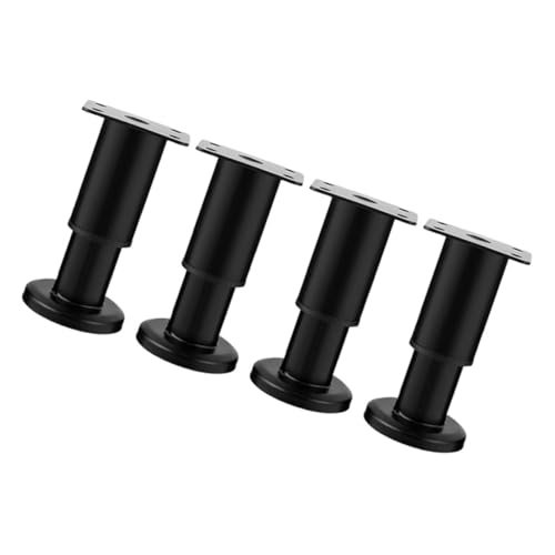 Hohopeti 4 Stück Höhenverstellbare Möbelfüße aus Kaltgewalztem Stahl Verstellbar Robuste Ersatzbeine für Tisch Bett Schrank Sofa Stabile Tragfähigkeit Schwarz von Hohopeti