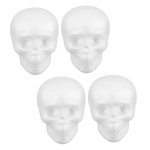 Hohopeti 4 Stück Kleine Schaumstoff-schädel zum Bemalen Haltbare Halloween Deko DIY Basteln für Kreative Kunstprojekte und Festliche Innenraumgestaltung von Hohopeti