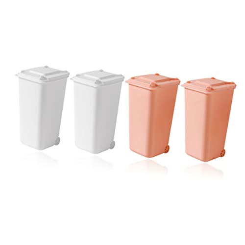 Hohopeti 4 Stück Mini Mülleimer mit Deckel Tischmülleimer für Büro Schlafzimmer und Praktischer Abfalleimer für Schreibtisch aus Kunststoff Weiß Rosa Hohopeti 4 Stück Mini Mülleimer mit Deckel Tischmülleimer für Büro Schlafzimmer und Praktischer Abfalleimer für Schreibtisch aus Kunststoff Weiß Rosa von Hohopeti