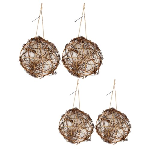 Hohopeti 4 Stück Teiliges Kugel-nistset mit Nistmaterial für Wildvögel Vorgefüllt und Gebrauchsfertig Dekoratives Hummingbird Nest für Garten Terrasse und Vogelbeobachtung von Hohopeti