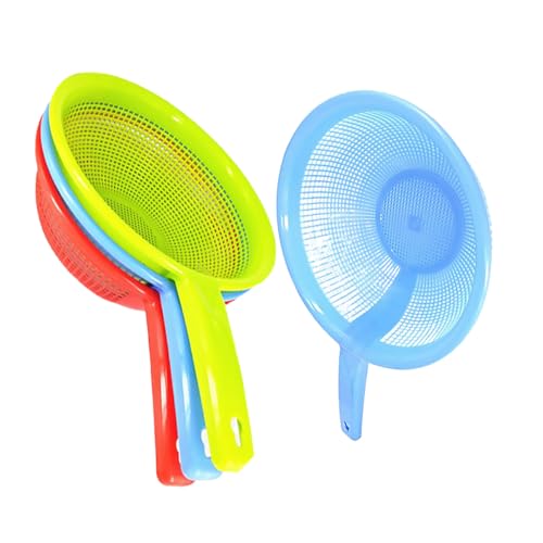Hohopeti 4 Stück Teiliges Multifunktionales Abtropfsieb mit Griff Kunststoff Waschschüssel für Gemüse Obst und Reis Zufällige Farbe Praktische Aufbewahrungslösung für Küche von Hohopeti