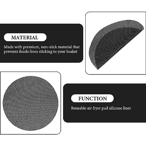Hohopeti 4 Stück Teiliges Silikon Airfryer Matte Wiederverwendbare Hitzebeständige Backmatten für Heißluftfritteuse Runde Antihaft Einlagen für Fleisch Gemüse und Snacks Schwarzes von Hohopeti