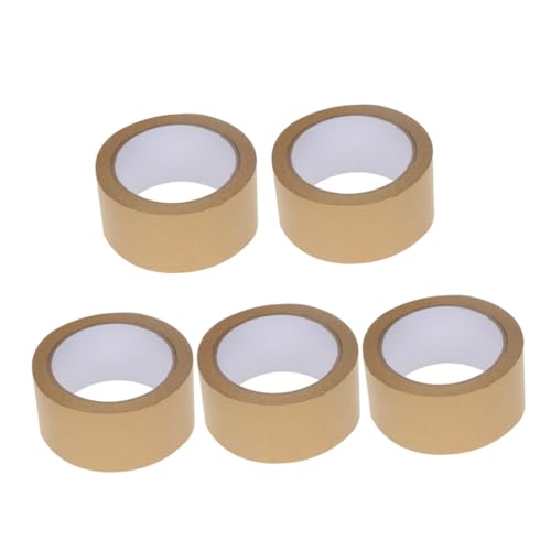 Hohopeti 5 Stück Teiliges Kraftpapier Klebeband Breit Lang Stark Haftend Reißfest Wasserabweisend für DIY Geschenkverpackung Dekoration und Bastelarbeiten von Hohopeti
