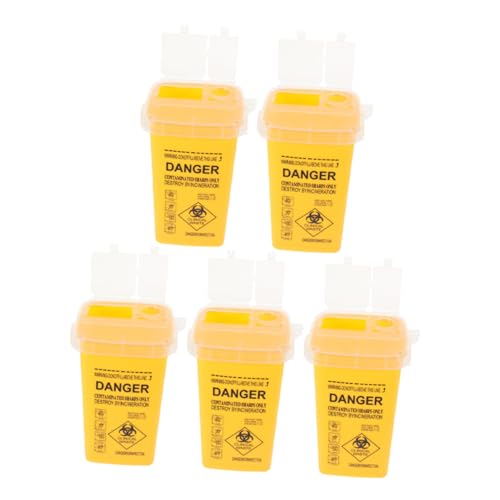 Hohopeti 5 Stück Teiliges Scharfes Abfall entsorgungsset mit Sicherem Verschluss Vielseitiger Nadelsammelbehälter für Zuhause und Reise Gelber Sharps container für Rasierklingen Nadeln und von Hohopeti
