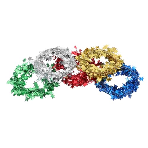 Hohopeti 5Roll Festliche Stern Tinsel Girlanden mit Draht Bunte Weihnachtsdeko für Baum Tisch Hochzeit Party DIY Bastelmaterial Hohopeti 5Roll Festliche Stern Tinsel Girlanden mit Draht Bunte Weihnachtsdeko für Baum Tisch Hochzeit Party DIY Bastelmaterial von Hohopeti