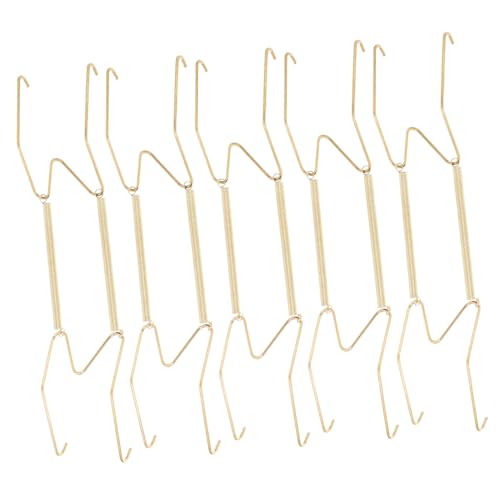 Hohopeti 6 Stück Förmige Wandtellerhalter aus Robustem Stahl Dekorative Plattenaufhänger mit Hoher Tragkraft Einfache Montage ohne Wandbeschädigung Goldfarben für Wanddeko und Kunstwerke von Hohopeti