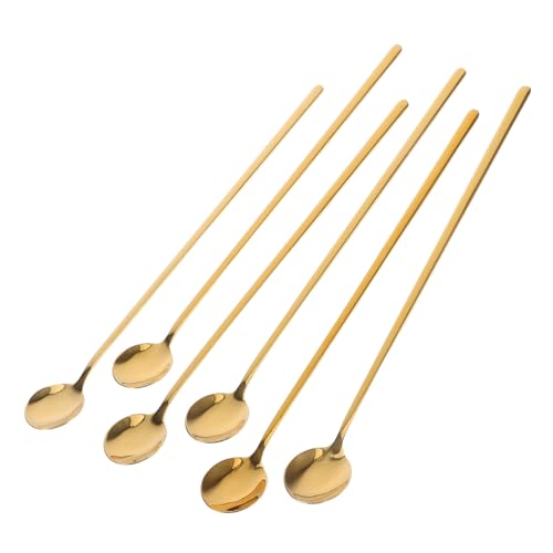 Hohopeti 6 Stück Lange Kaffeelöffel aus Edelstahl mit Goldfinish Extra Langer Griff für Einfaches Rühren von Kaffee Eistee Desserts und Cocktails Robust und Stilvoll für Zuhause und Hohopeti 6 Stück Lange Kaffeelöffel aus Edelstahl mit Goldfinish Extra Langer Griff für Einfaches Rühren von Kaffee Eistee Desserts und Cocktails Robust und Stilvoll für Zuhause und von Hohopeti