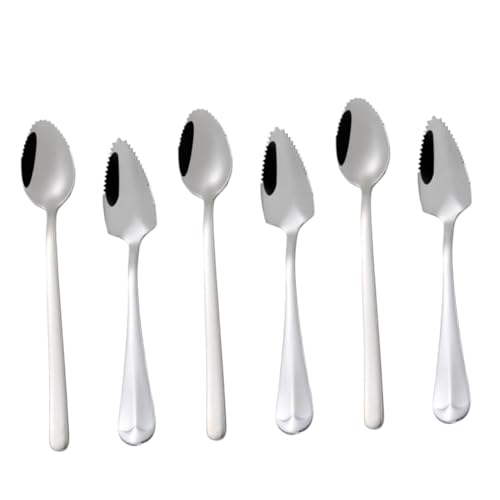 Hohopeti 6 Stück Teiliges Edelstahl fütterungslöffel mit Ergonomischem Griff und Gezackter Kante zum Fruchtschneiden Lebensmittelecht Sicher für Kleinkinder Nahrungsergänzung von Hohopeti