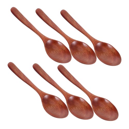 Hohopeti 6 Stück Teiliges Lange Holz Teelöffel Japanischer Stil Natürliche Maserung Langlebig als Wiederverwendbare Honiglöffel und Kaffeelöffel Sicherer Langer Griff für Tee und Desserts von Hohopeti
