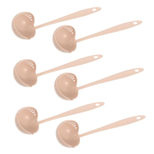 Hohopeti 6 Stück Teiliges Set Sieblöffel mit Rutschfestem Griff Hitzebeständig Präzises Abgießen von Flüssigkeiten und Feststoffen Vielseitig für Kochen und Servieren Beige von Hohopeti