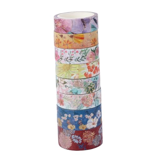 Hohopeti 8 Rollen Washi Tape mit Bronzierenden Blumen Lang Dekoratives DIY Papierband für Geschenkverpackungen Scrapbooking und Kreative Bastelarbeiten Hohopeti 8 Rollen Washi Tape mit Bronzierenden Blumen Lang Dekoratives DIY Papierband für Geschenkverpackungen Scrapbooking und Kreative Bastelarbeiten von Hohopeti