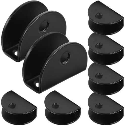 Hohopeti 8 Stück Teiliges Edelstahl Glasscheibenhalter Halbkreis Glasclip Schwarz Vielseitige Glashalterung für Spiegel Wandmontage Sichere Befestigung von Glas Fliesen und Regalbrettern von Hohopeti