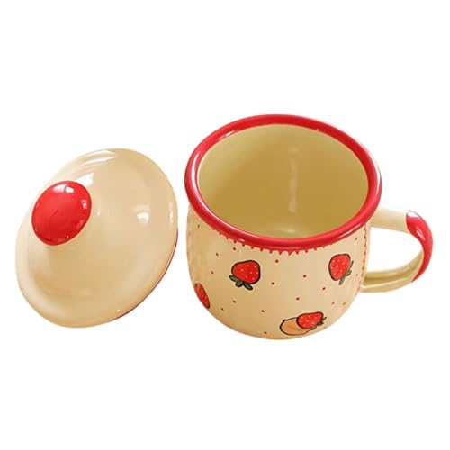 Hohopeti Dickwandiger Emaillebecher mit Erdbeer Motiv Vielseitige Trinktasse aus Langlebigem Emaille Praktischer Haushaltsbecher für Kaffee Tee und Andere Getränke von Hohopeti