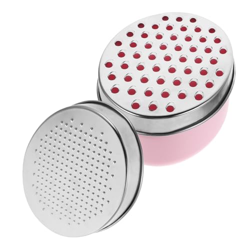 Hohopeti Doppelseitiger Edelstahl Gemüseschneider mit Aufbewahrungsbox Ovaler Käsehobel Feine und Grobe Reibeflächen für Gemüse Käse Ingwer Rosa Box Silberne Klingen von Hohopeti