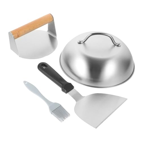 Hohopeti Edelstahl Burgerpresse mit Holzgriff BBQ Hamburgerpresse Küchen Gadget Burger Patty Former Langlebig und Einfach zu Reinigen von Hohopeti