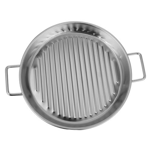 Hohopeti Edelstahl Rundes Barbecue Servierplatte Silber Doppelgriffe Snackplatte Steakplatte Meeresfrüchteplatte Ölfilter Pommes Frites Teller Für Outdoor Grill Familienessen Hohopeti Edelstahl Rundes Barbecue Servierplatte Silber Doppelgriffe Snackplatte Steakplatte Meeresfrüchteplatte Ölfilter Pommes Frites Teller Für Outdoor Grill Familienessen von Hohopeti