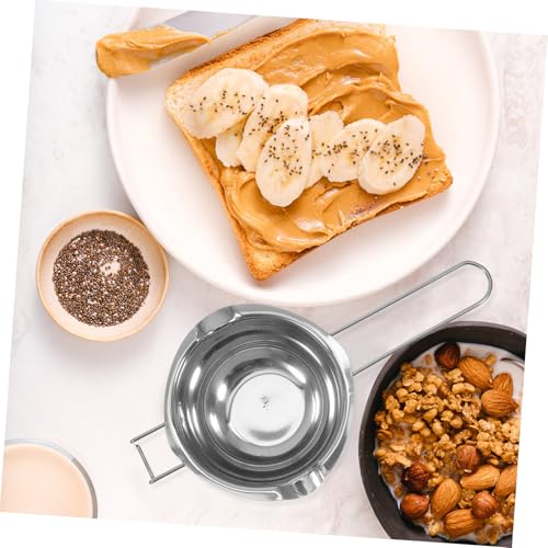 Hohopeti Edelstahl Schmelztopf mit Doppelkessel Funktion Butter Schokolade und Käse Schmelzen Kompakter Leichter Schmelzbehälter mit Ausguss Platzsparend und Einfach zu Reinigen von Hohopeti