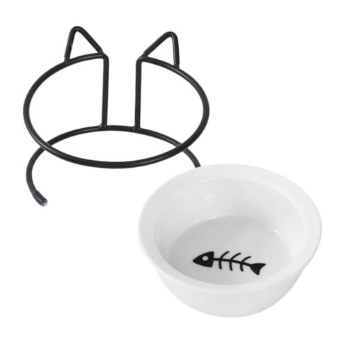 Hohopeti Erhöhte Katzennapf aus Keramik und rutschfest Langlebig Mikrowellen Spülmaschinengeeignet Stabile und Leicht zu Reinigende Fressschale für Katzen und Kleine Haustiere von Hohopeti