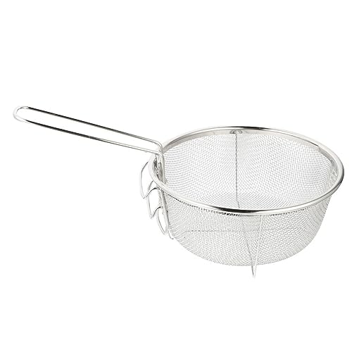 Hohopeti Frittierkorb Edelstahl Rund mit Klappbarem Griff Hitzebeständig und Stabil Feinmaschiges Küchensieb für Pommes Frites Hähnchen und Gemüse Platzsparend und Sicher Handhabung von Hohopeti
