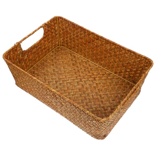 Hohopeti Geflochtener Aufbewahrungskorb aus Naturmaterialien Vielseitiger Brot Snackkorb Stabiler Desktop organizer für Haushalt Küche und Büro Umweltfreundlich und Gesund von Hohopeti