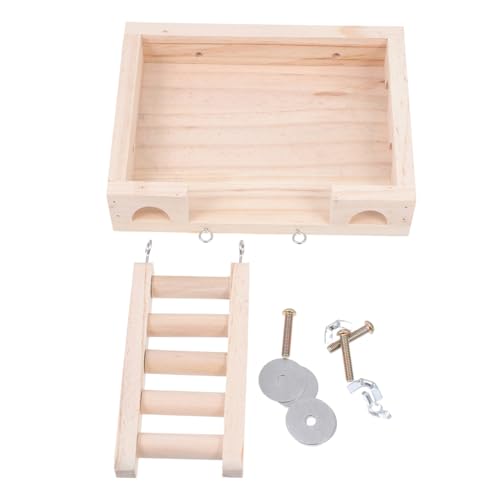 Hohopeti Hamster Kletterplattform aus Naturholz mit Leiter Stabile Mehrstöckige Spielplattform für Hamster und Kleine Nager Glatte Oberfläche Langlebig und Einfach zu Montieren Geeignet von Hohopeti