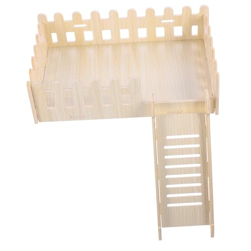 Hohopeti Hamster Plattform Holzspielzeug mit Leiter Bissfestes Kletterspielzeug für Zwerghamster und Kleintiere Glatte Kanten Robust und Langlebig für Käfig und Gehege von Hohopeti