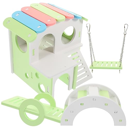 Hohopeti Hamster Teilig Nest mit Leiter Wiederverwendbar Versteck Haus für Kleintiere Meerschweinchen Chinchilla Geeignet Komfortables Ruhe und Spielhaus von Hohopeti