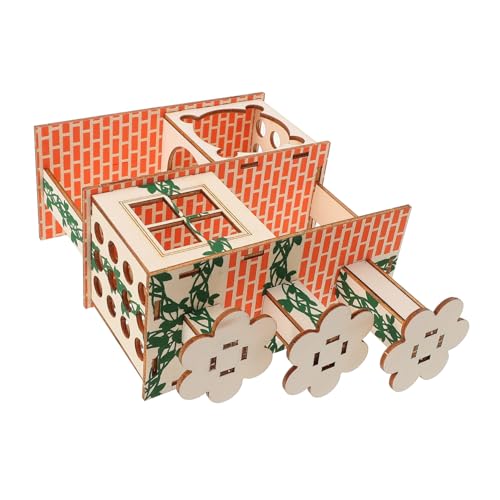 Hohopeti Hamsterhaus aus Massivem Holz Langlebiges Nagerversteck mit Leiter Komfortables Spielhaus für Zwerghamster Kleine Mäuse und Meerschweinchen Robustes Kratzfestes Holzspielzeug von Hohopeti
