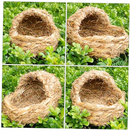 Hohopeti Handgewebtes Haustierbett aus Natürlichem Gras Langlebiges Katzenhaus Einfaches Schlafhaus für Katzen Kaninchen Hamster Gemütliches Wetterfestes Nest in Hellem Gelb Hohopeti Handgewebtes Haustierbett aus Natürlichem Gras Langlebiges Katzenhaus Einfaches Schlafhaus für Katzen Kaninchen Hamster Gemütliches Wetterfestes Nest in Hellem Gelb von Hohopeti