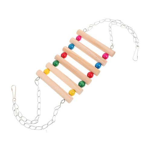 Hohopeti Holz Vogelschaukel mit Leiter und Ring Einfach zu Montieren Buntes Kauspielzeug für Papageien Wellensittiche und Kleine Vögel Robustes Vogelkäfig Zubehör für Abwechslungsreiche von Hohopeti