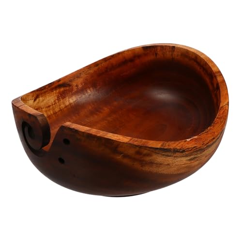 Hohopeti Holz garnschale aus Akazienholz Handgefertigte Wollaufbewahrungsschale für Stricken und Häkeln Knotensichere Leichte Wollschale Dekoratives Garnzubehör für Handarbeitsliebhaber von Hohopeti