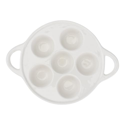 Hohopeti Keramik Escargot Platte Fächer Schneckenbackform Hitzebeständig mit Doppelgriff für Ofen Spülmaschinenfest für Schnecken Muscheln Austern und Meeresfrüchte von Hohopeti