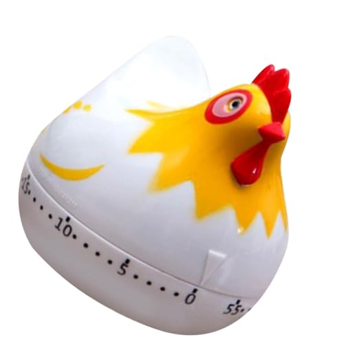 Hohopeti Mechanischer Küchen Timer Henne aus Lustiger Cartoon Küchenuhr Praktischer Back Kochwecker Weiß Kompakt und Leicht zu Bedienen für Eierkochen und Backzeiten von Hohopeti