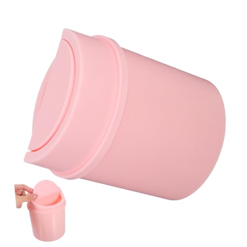 Hohopeti Mini Tischmülleimer mit Drehdeckel Kompakter für Schreibtisch Büro Schlafzimmer und Küchenarbeitsplatte Platzsparender Kleiner Tischabfallbehälter in Rosa von Hohopeti