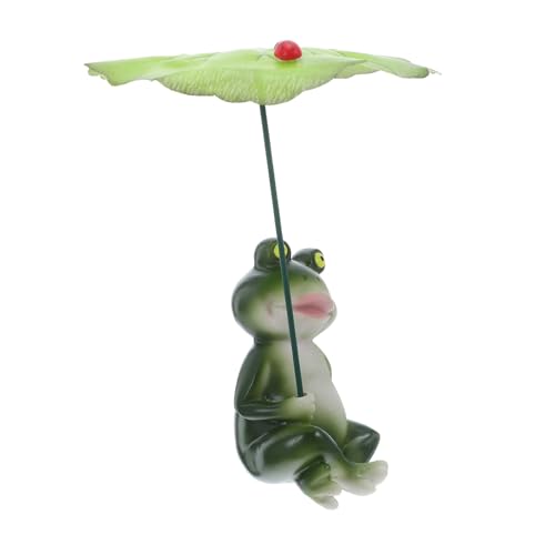 Hohopeti Miniatur-froschfigur aus Widerstandsfähigem Harz mit Lotusblatt Dekoratives Aquarium Gartenelement für Teiche Terrarien Schreibtische und Wohnräume von Hohopeti
