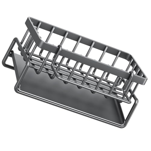 Hohopeti Multifunktionales Abtropfgestell Küchenspüle mit Stange Organizer und Ablaufrinne Schwammhalter und Geschirrtuch aufbewahrung Kompakter Küchen Bad Organizer für Reinigung Zubehör von Hohopeti