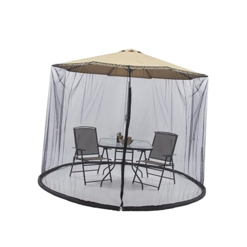 Hohopeti Schwarze Gartenschirm-abdeckung mit Netz Moskitonetz für Terrasse Faltbar Sonnenschutz Einfache Befestigung für Outdoor-essbereich und Gartenmöbel von Hohopeti