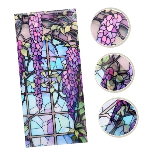 Hohopeti Sichtschutzfolie für Glastüren PVC Vintage Design Abnehmbare Statische Haftung Dekorative Milchglasfolie Wasserfest Zuschneidbar Wiederverwendbar für Badezimmer Fenster und Türen von Hohopeti