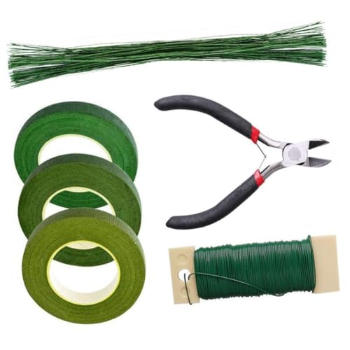 Hohopeti Teiliges DIY Blumenbindedraht Set mit Floristenkrepp und Blumendraht für Trockenblumen Basteln Inklusive Schere Papierwickeldraht und Doppelseitigem Klebeband für Blumengestecke von Hohopeti