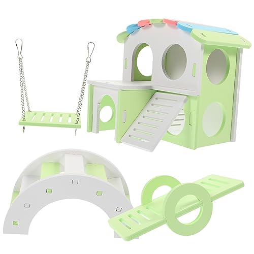 Hohopeti Teiliges Hamster Spielzeugset aus Langlebigem Hamsterhaus mit Leiter Bunter Hängeschaukel Wippe und Großem Bogen Praktisches Versteck für Kleine Haustiere und Nagetierzubehör von Hohopeti